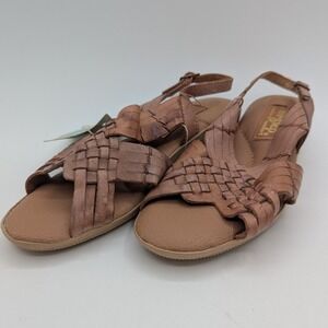 Air Step Vintage Brown Woven Leather Huarache Wedge Sandals Womens 7W New Brazil